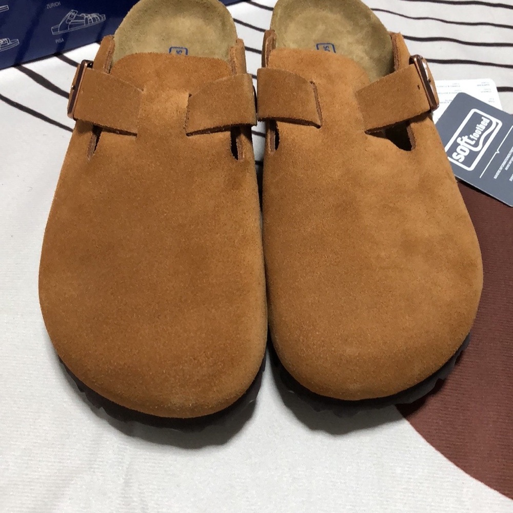 🍭birkenstock Women's Tan Suede Mules - Picture 2 of 5